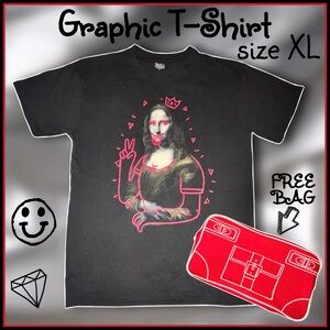 unisex abstract MONA LISA doodle graphic TSHIRT sizeXL W/ free doodle bag